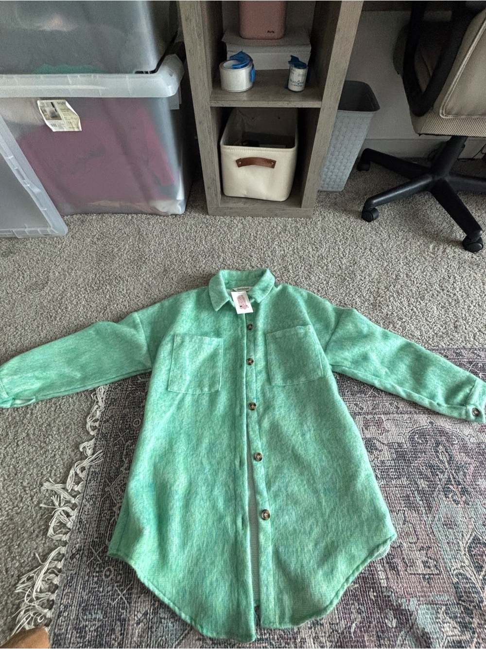 DAVI & DANI Kids Mint Green Button-Down Shirt Jacket